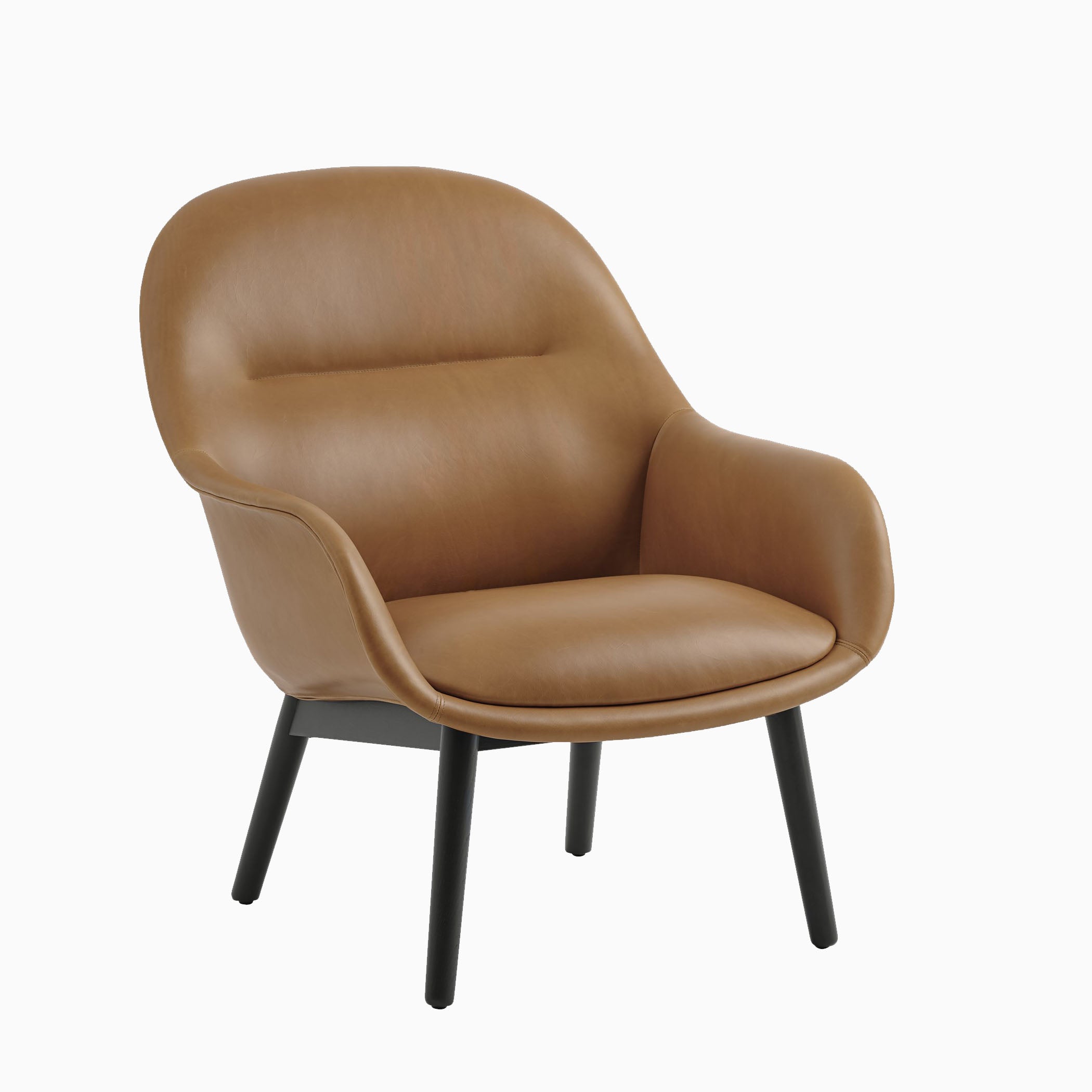 Muuto Fiber Lounge Armchair Wood Base Refine Leather Black base