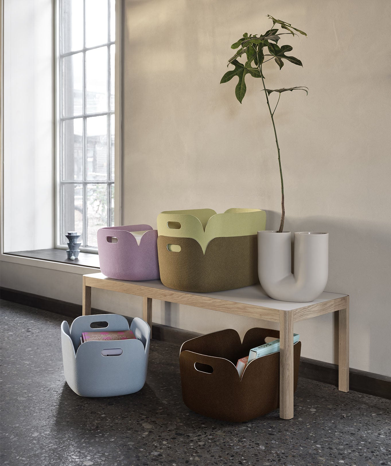 Muuto Restore Basket Beige Green