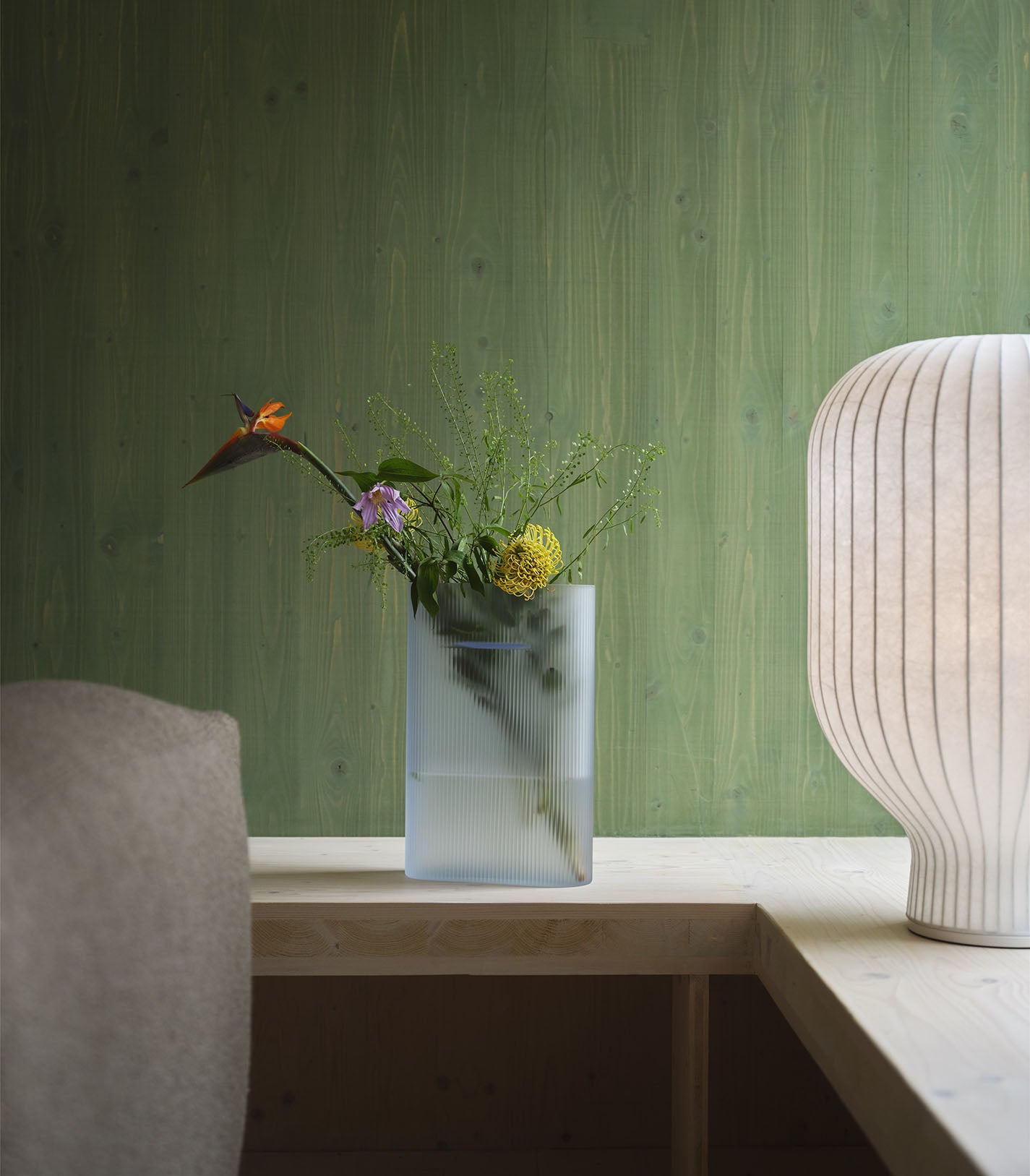 Muuto Ridge Vase H35 - Light Blue Frosted Glass