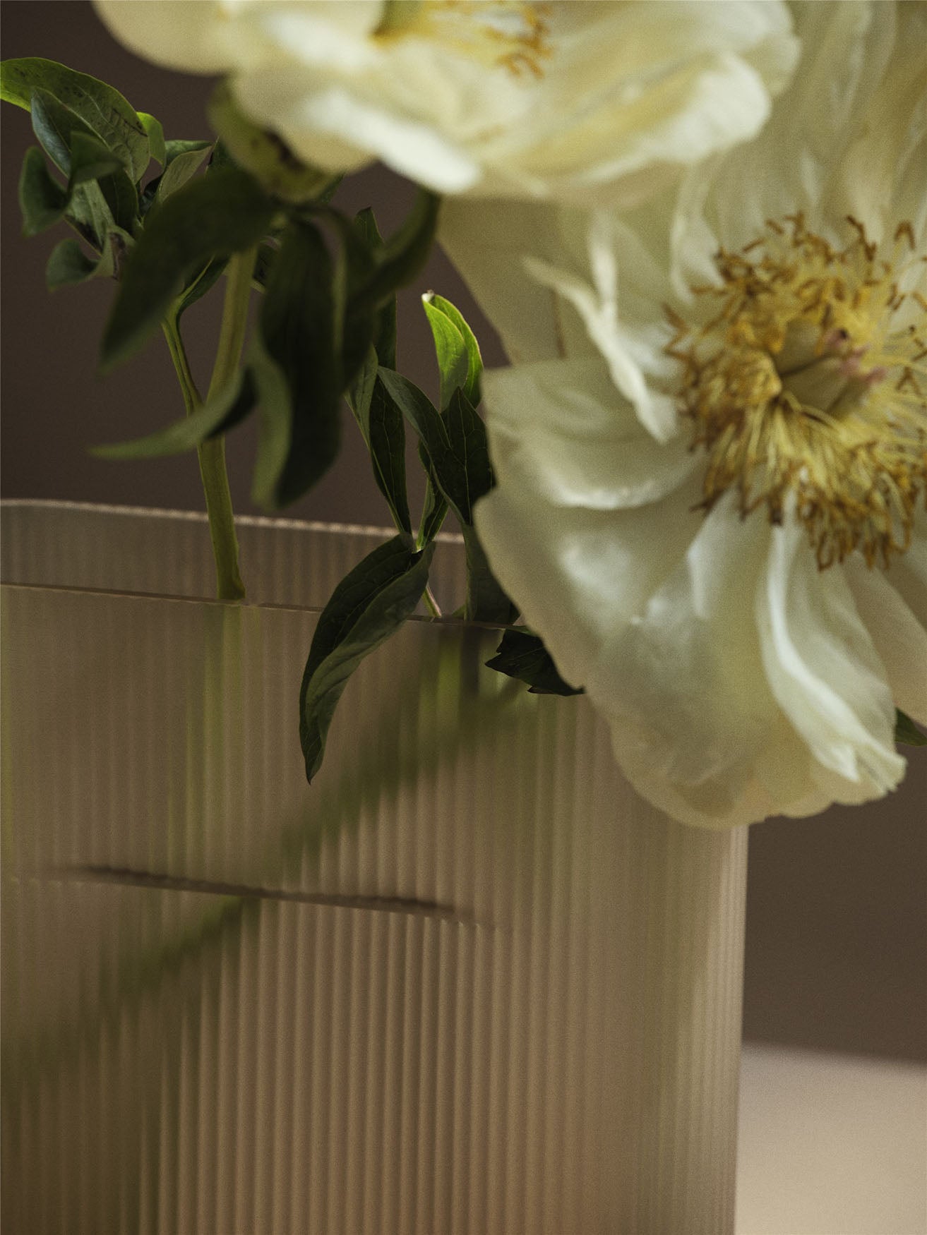 Muuto Ridge Vase H35 - Taupe Frosted Glass