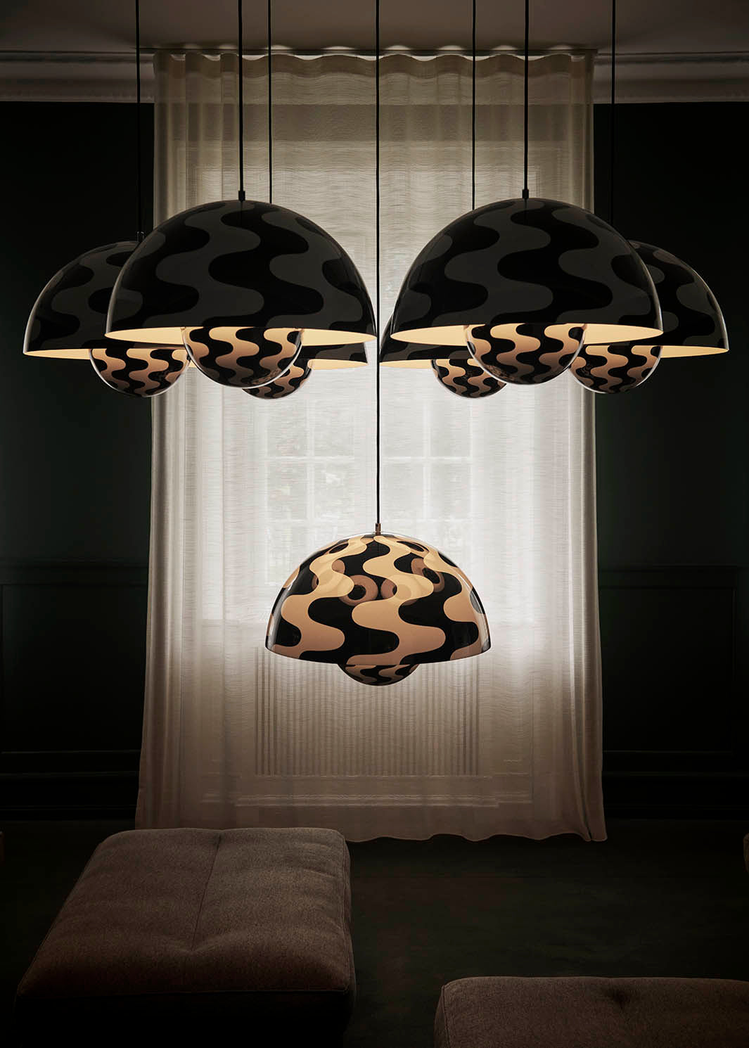 &Tradition Flowerpot Pendant VP2 Black White Pattern