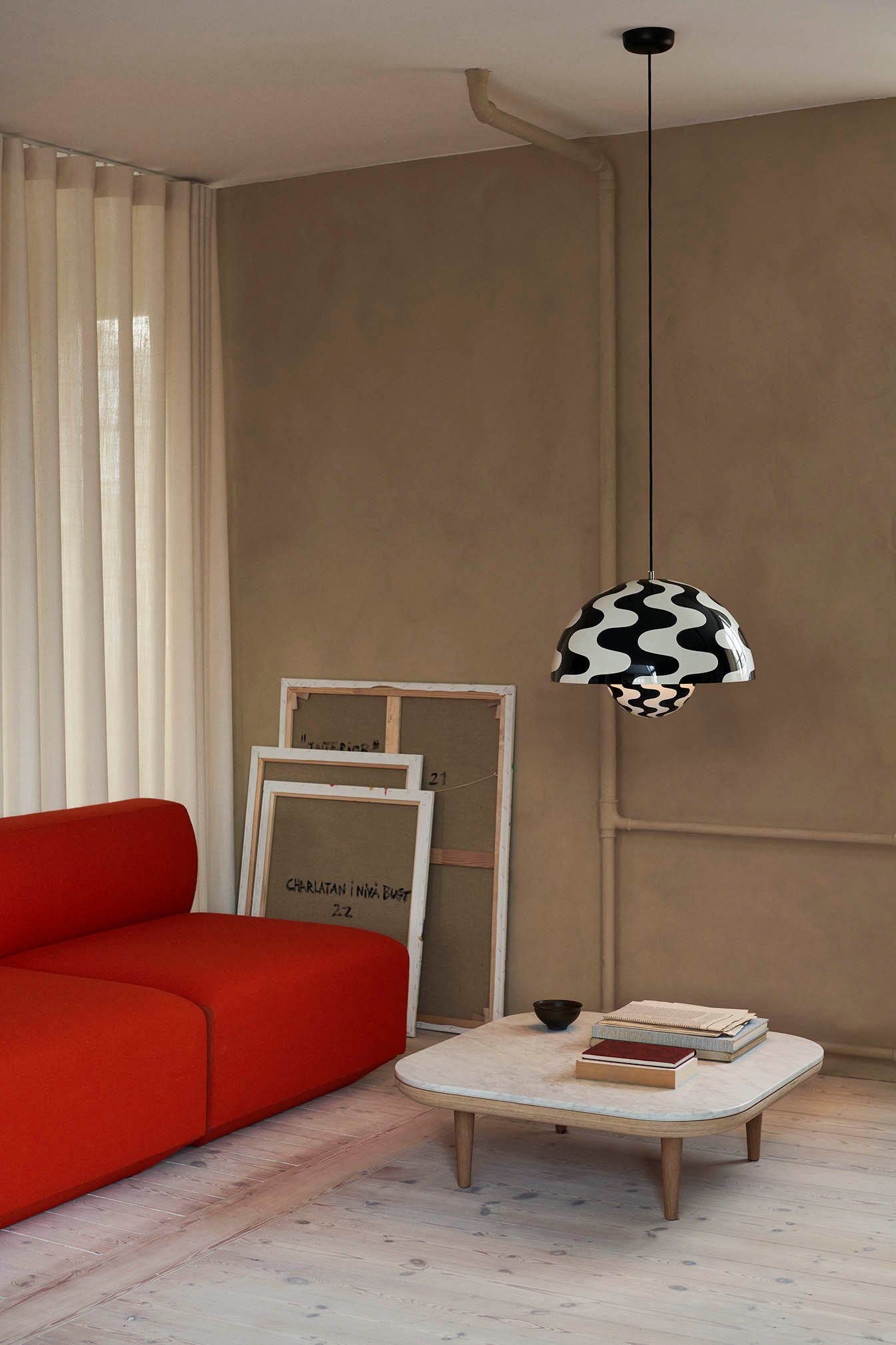 &Tradition Flowerpot Pendant VP2 Black White Pattern