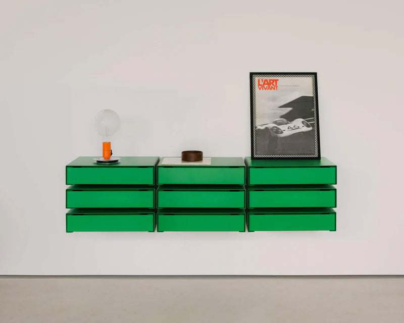 Util KGT Wall Mounted Drawer 3 - Vertical Pure Green