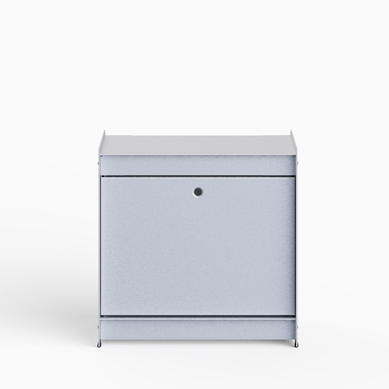 Util Plie Bedside Table with 1 Tall Drawer Brushed Aluminium