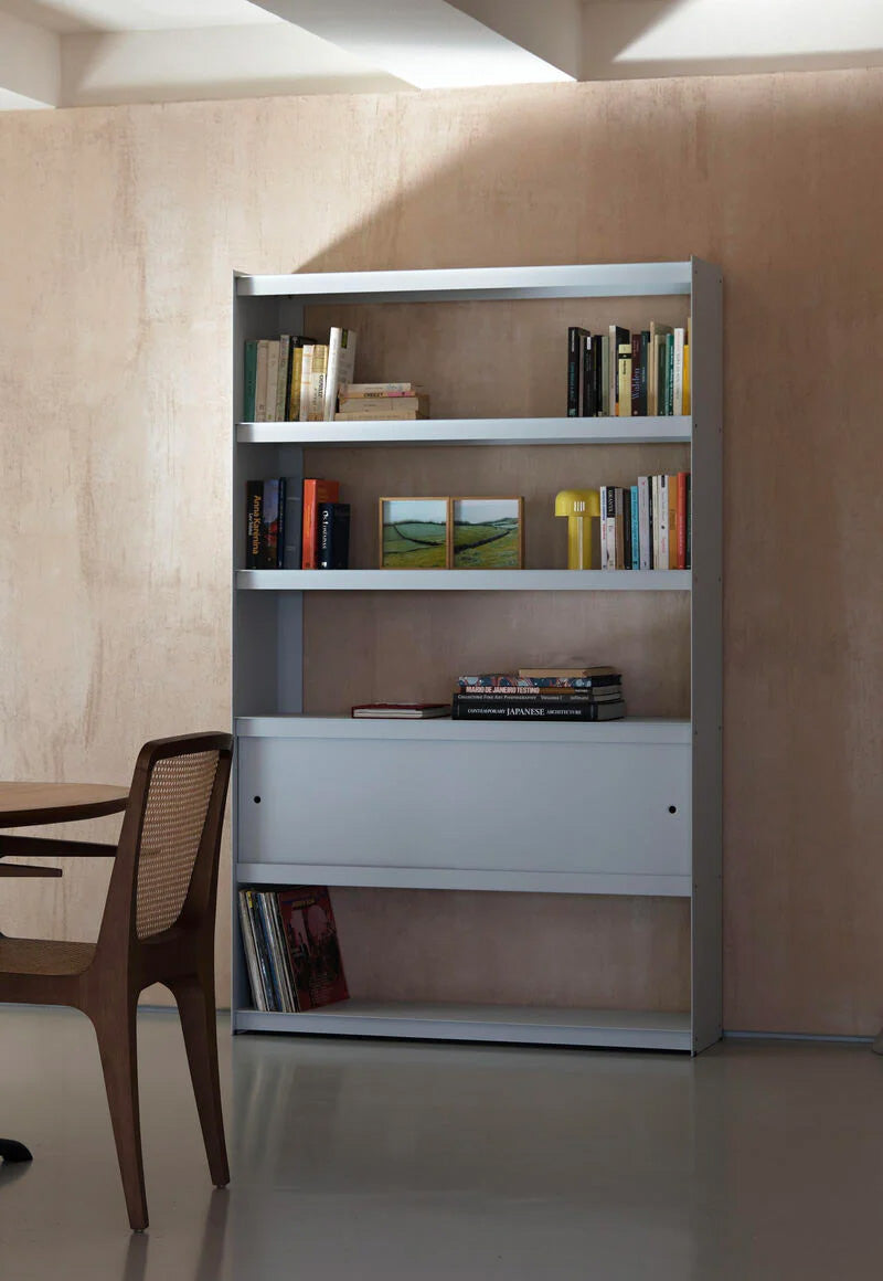 Util Plie Bookshelf 2 Doors Brushed Aluminium