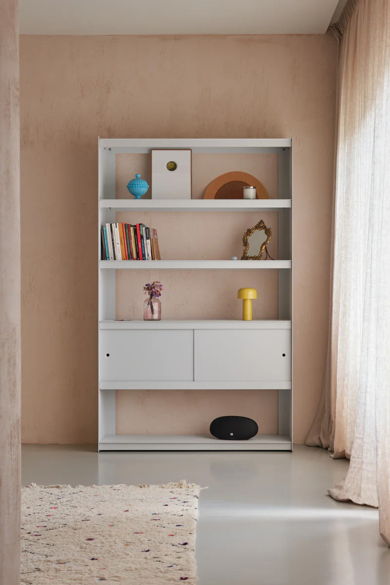 Util Plie Bookshelf 2 Doors Light Grey