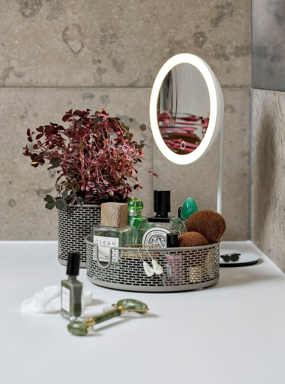 Zone Table Mirror with Magnification and Light - White