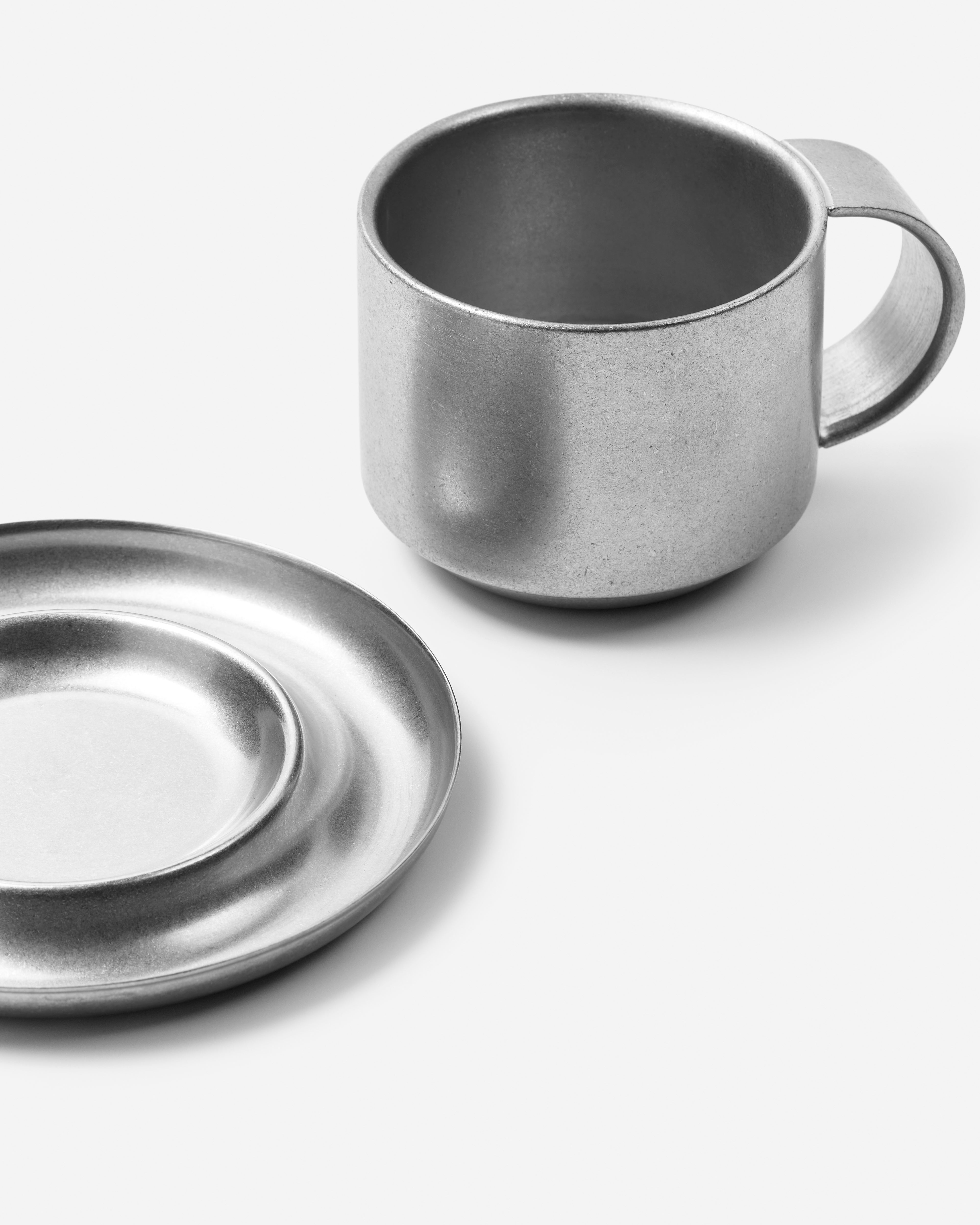 Service Projects Arlo 03 Cup with Saucer Stonewashed Stainless Steel