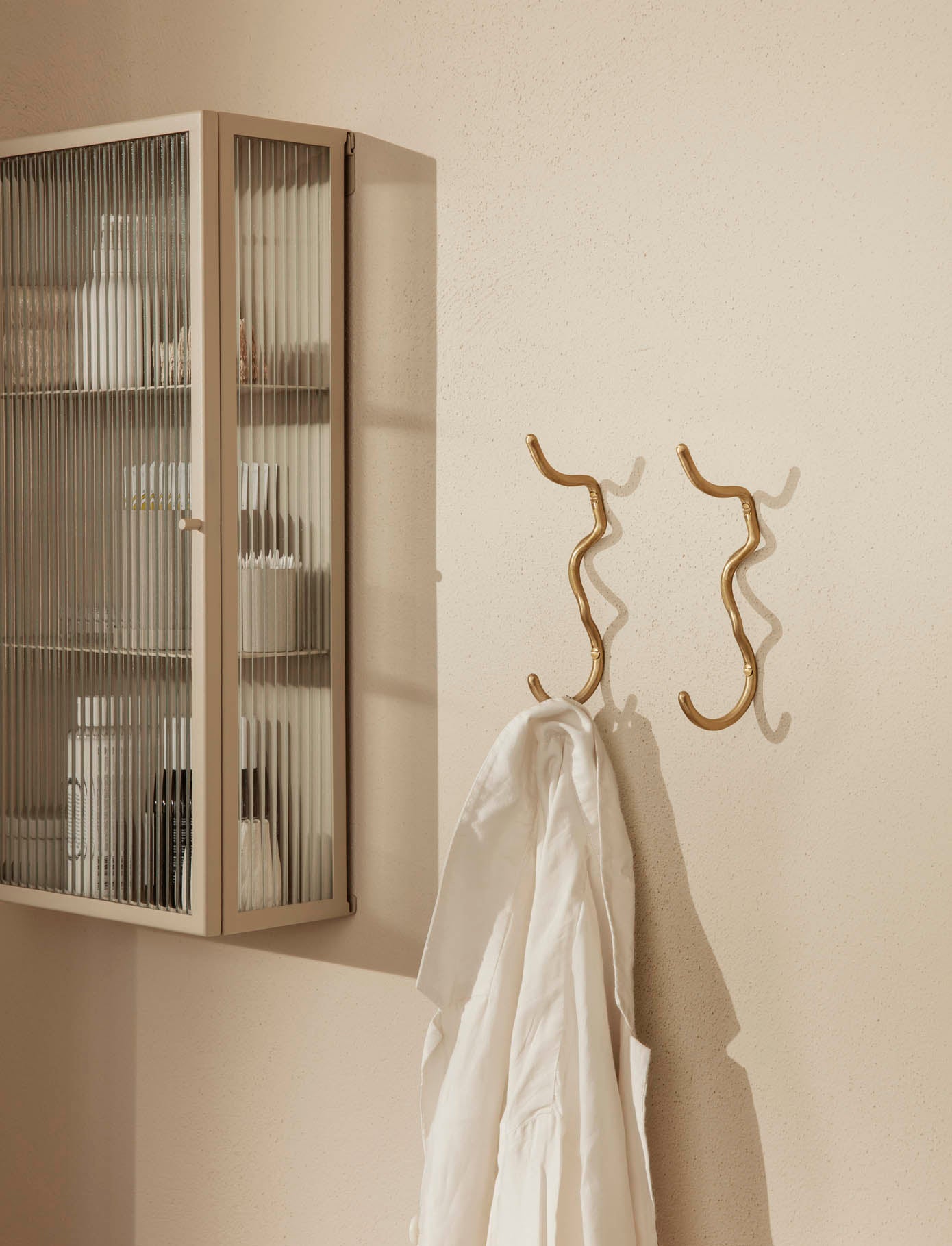 Ferm Living Haze Wall Cabinet Reeded Glass Cashmere