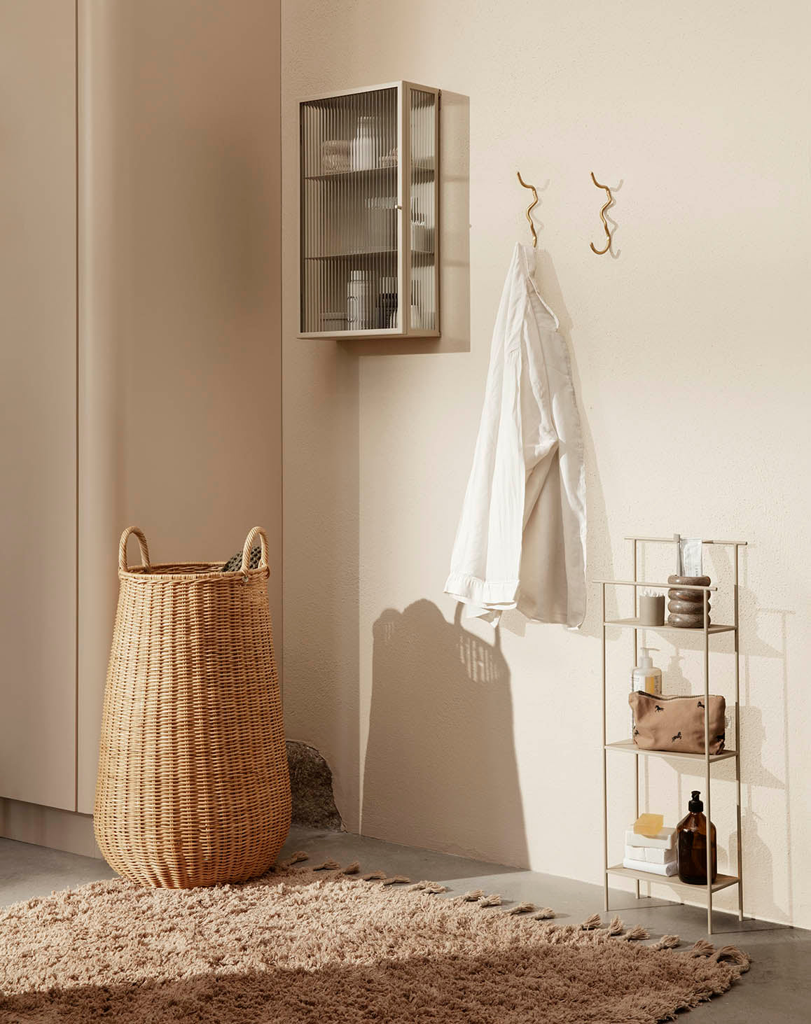 Ferm Living Haze Wall Cabinet Reeded Glass Cashmere