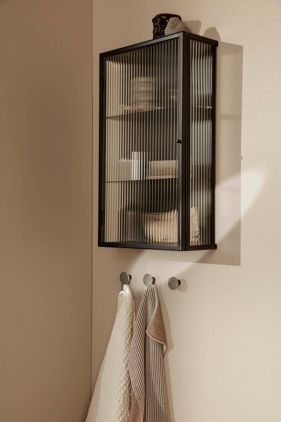 Ferm Living Haze Wall Cabinet Reeded Glass Black