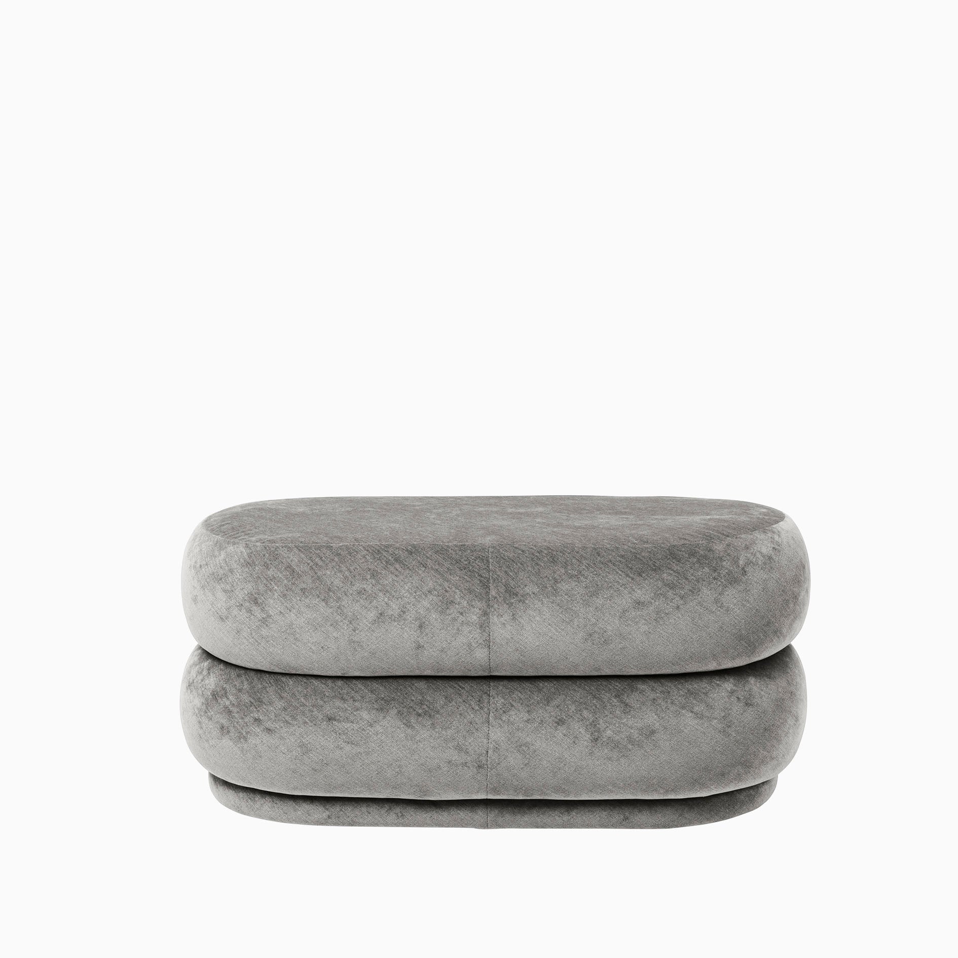 Ferm Living Pouf Oval Faded Velvet Concrete