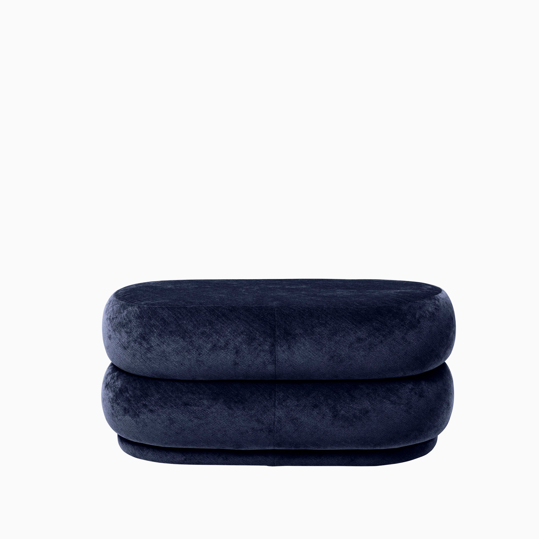 Ferm Living Pouf Oval Faded Velvet Ocean
