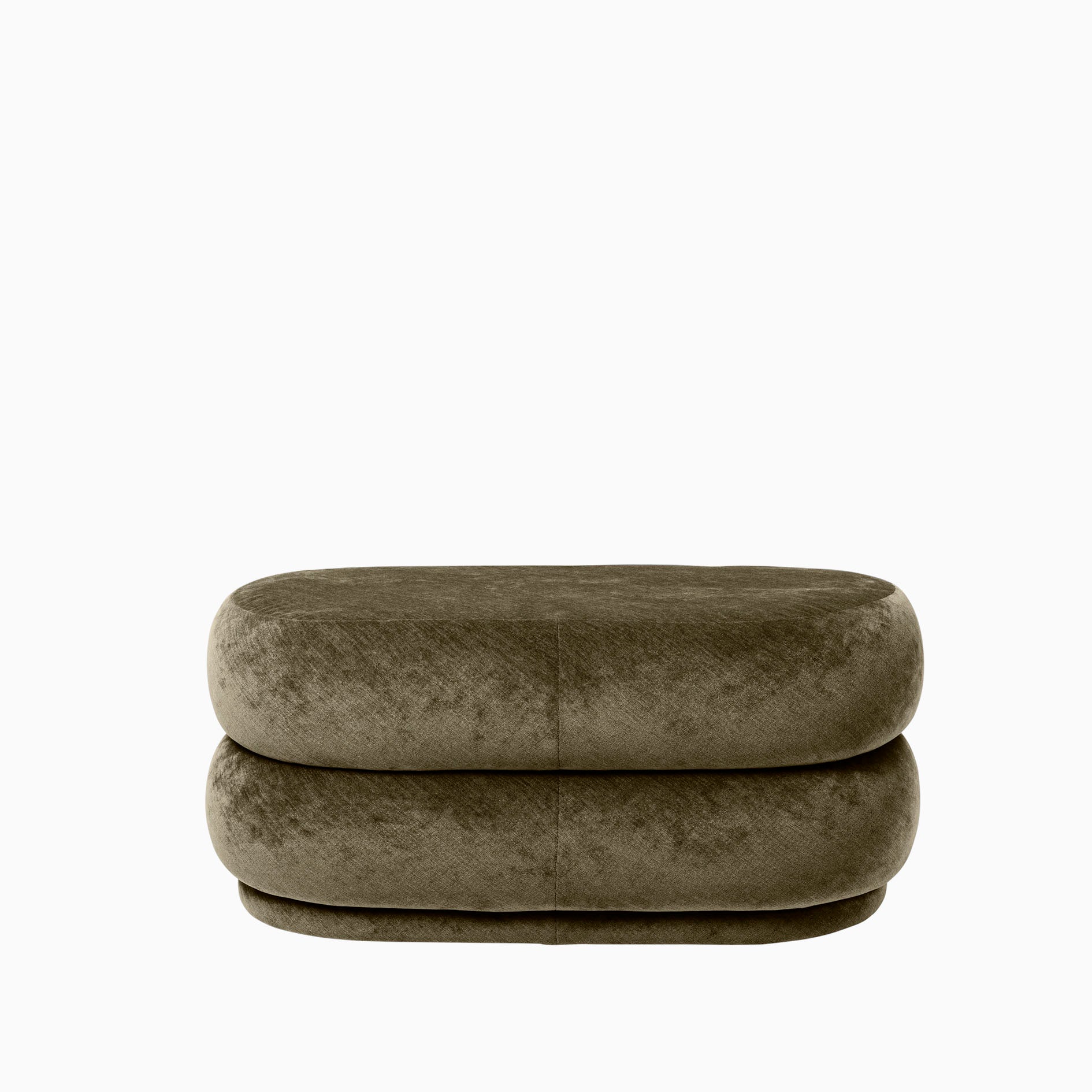 Ferm Living Pouf Oval Faded Velvet Forest