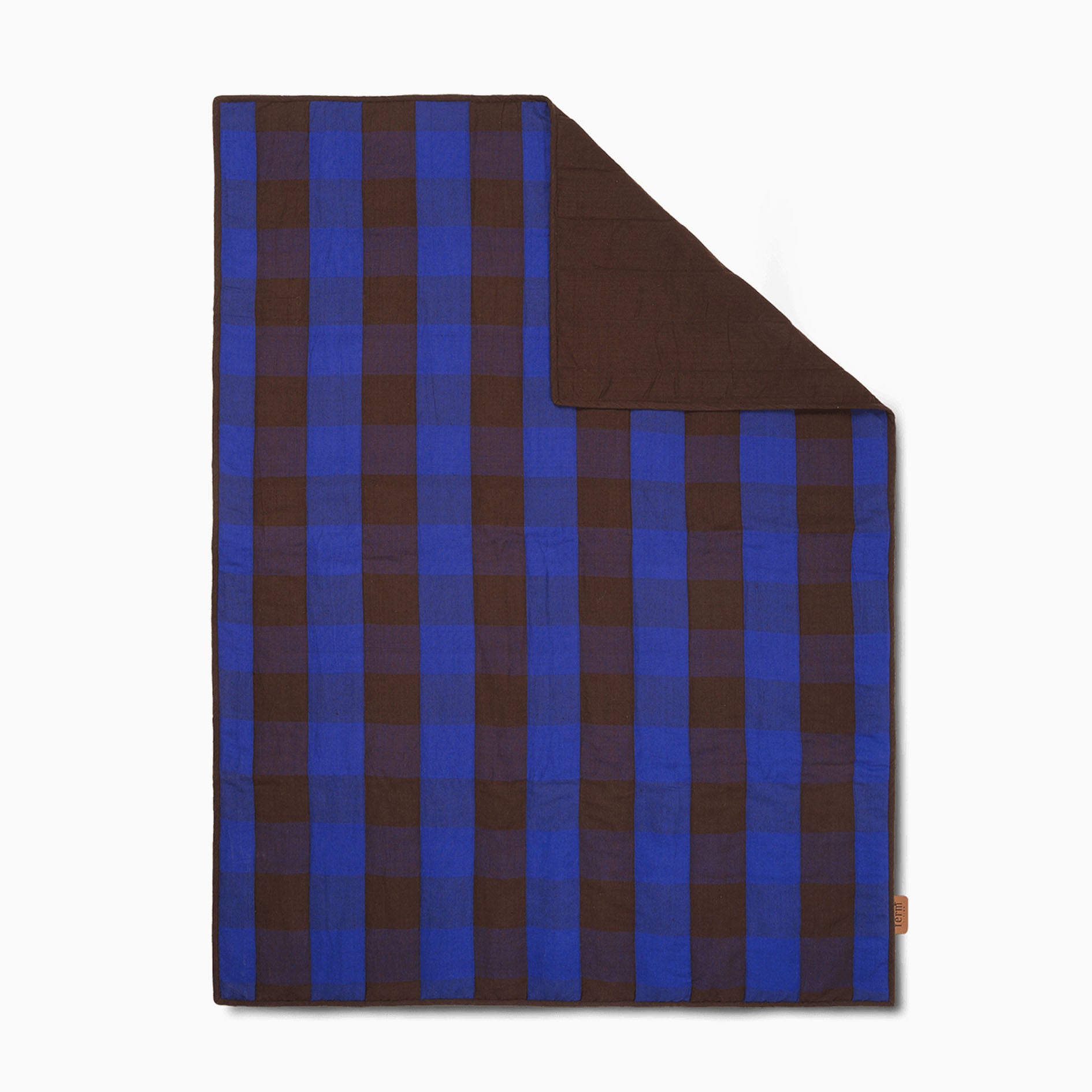 Ferm Living Grand Quilted Blanket Choco Bright Blue