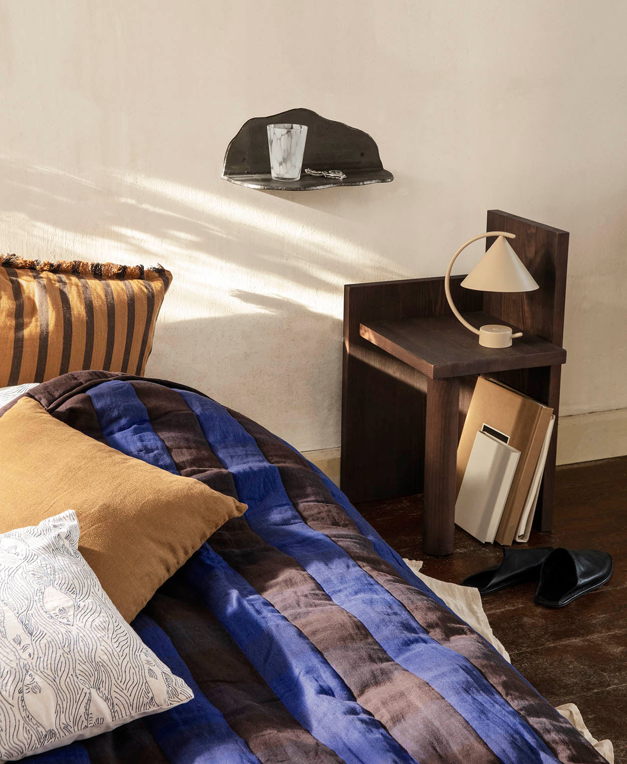 Ferm Living Grand Quilted Blanket Choco Bright Blue