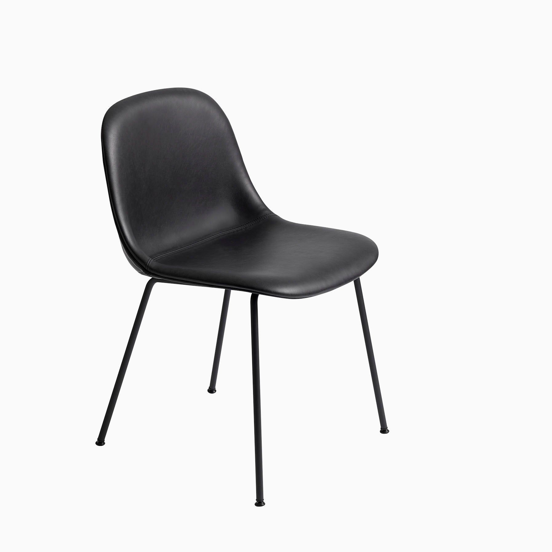 Muuto Fiber Side Chair Tube Base Black Leather