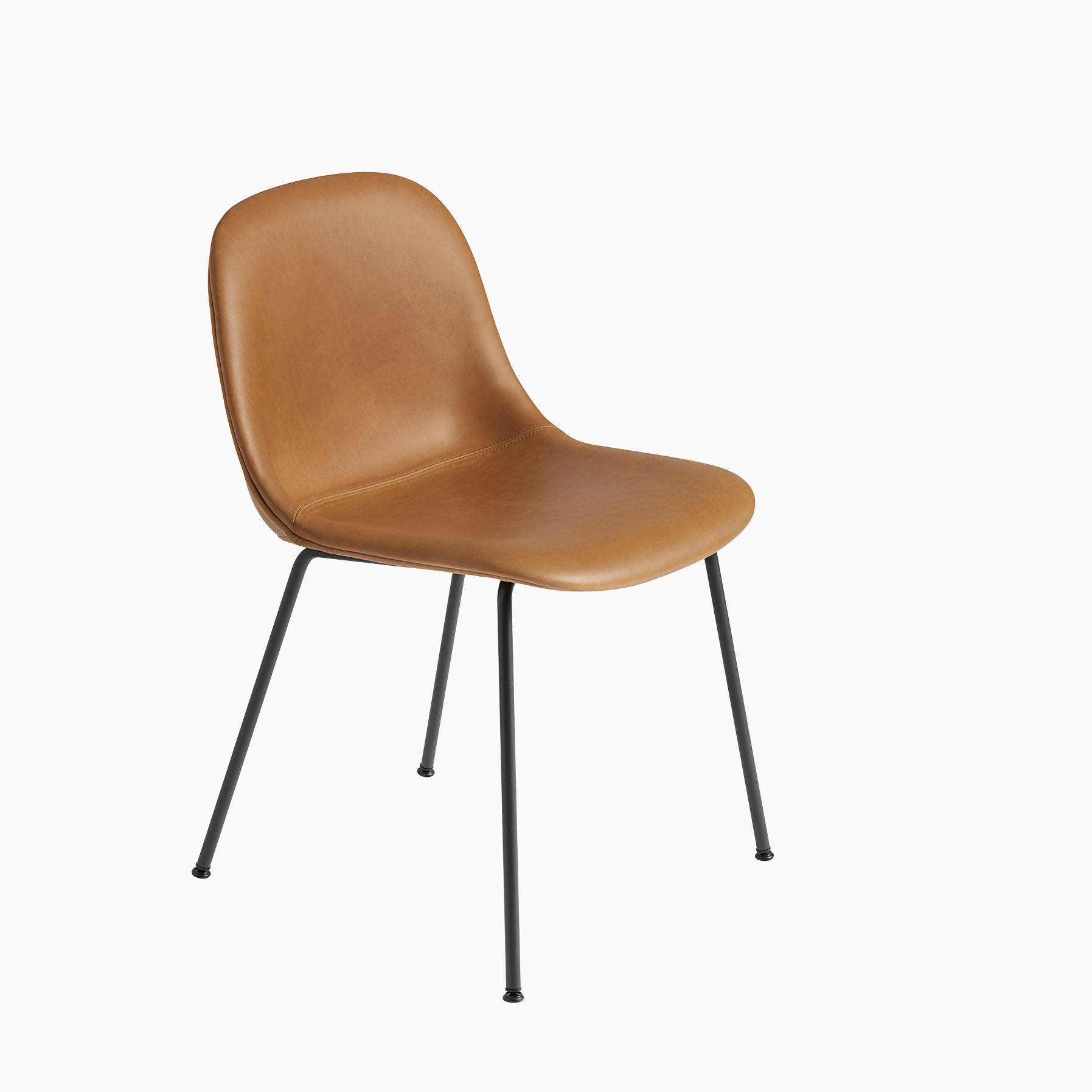 Muuto Fiber Side Chair Tube Base Cognac Leather