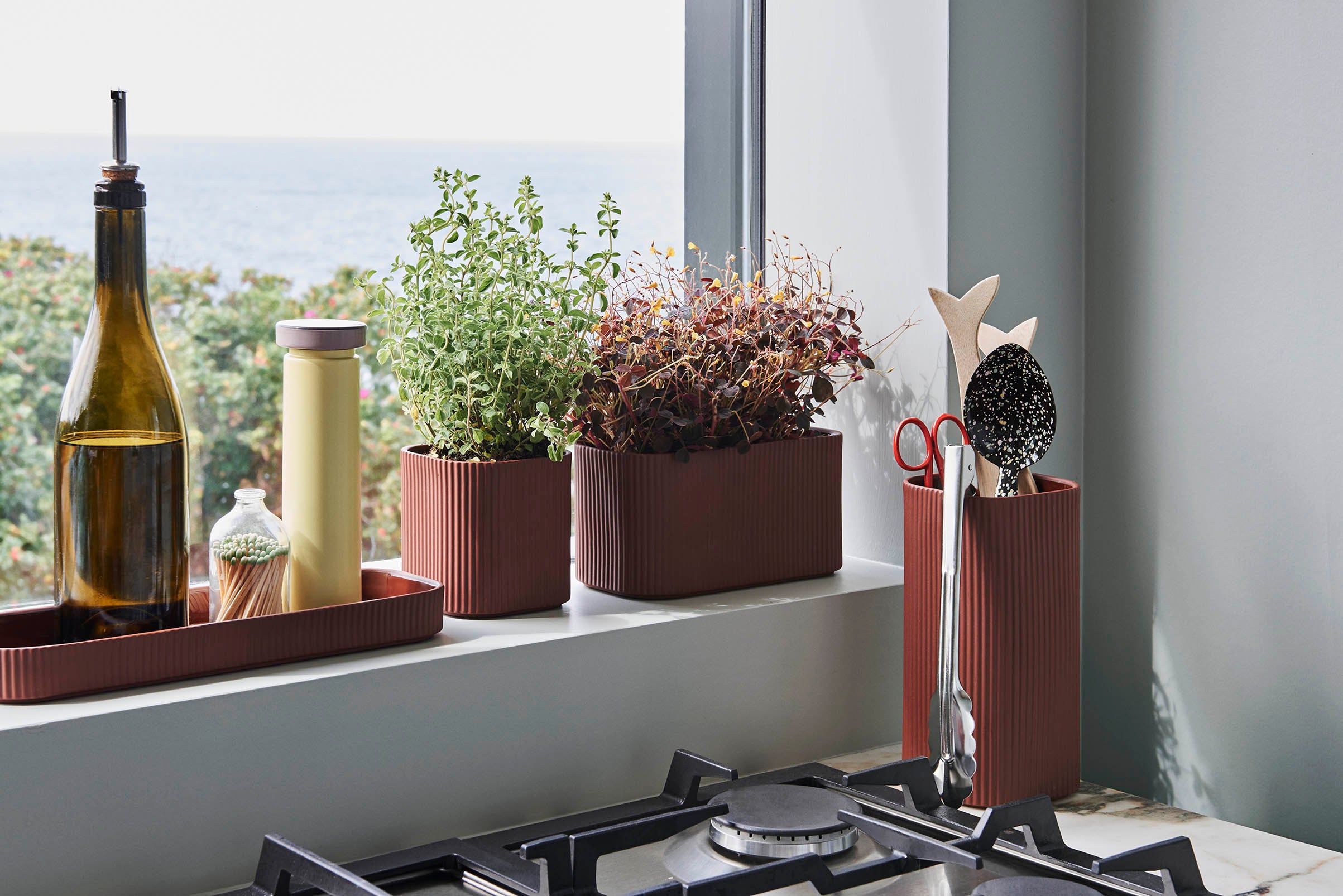 HAY Facade Herb Pot Dark Terracotta