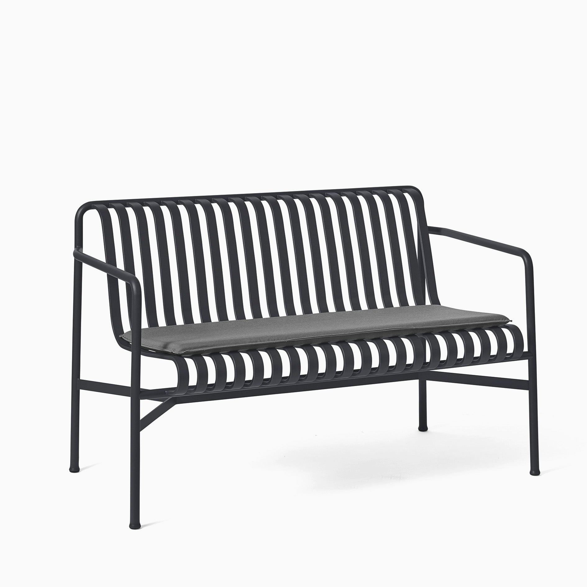 HAY Palissade Dining Bench Anthracite with Anthracite Cushion