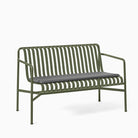 HAY Palissade Dining Bench Olive with Anthracite Cushion