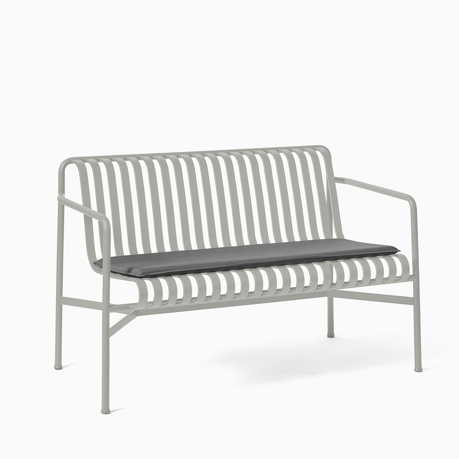 HAY Palissade Dining Bench Sky Grey with Anthracite Cushion