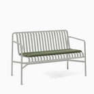 HAY Palissade Dining Bench Sky Grey with Olive Cushion