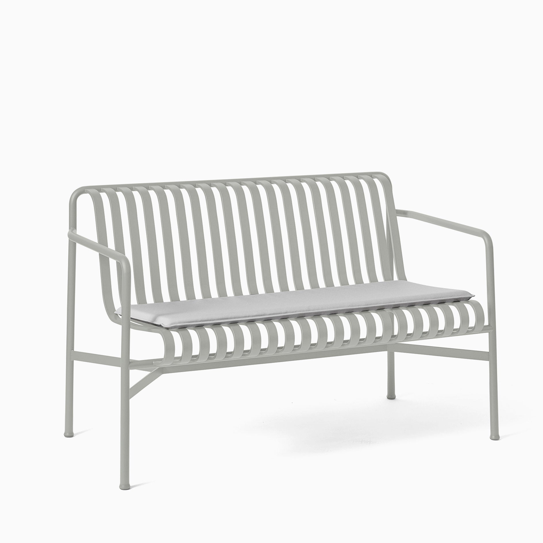 HAY Palissade Dining Bench Sky Grey with Sky Grey Cushion