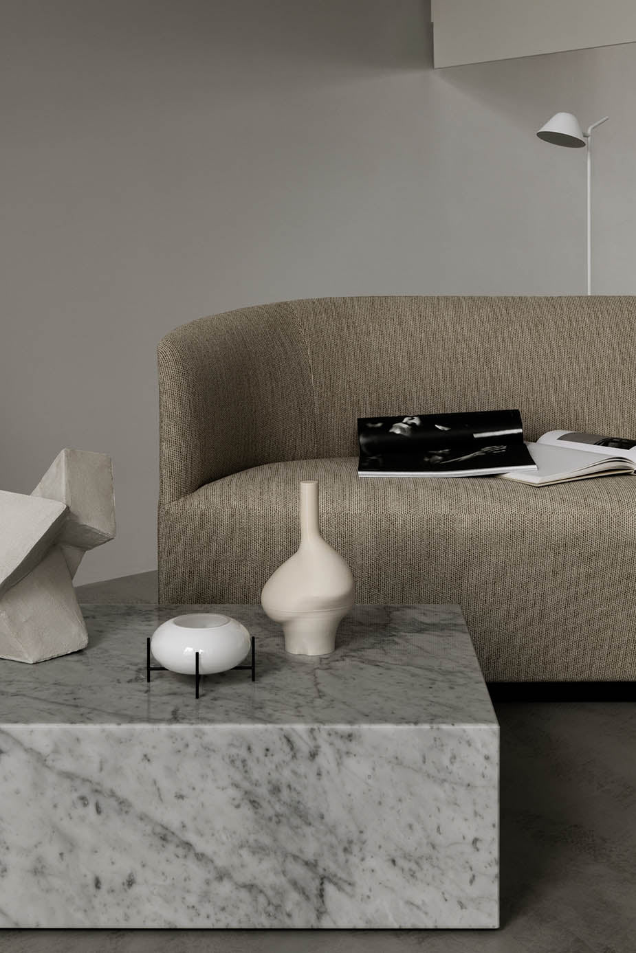 Menu Plinth Low White Carrara