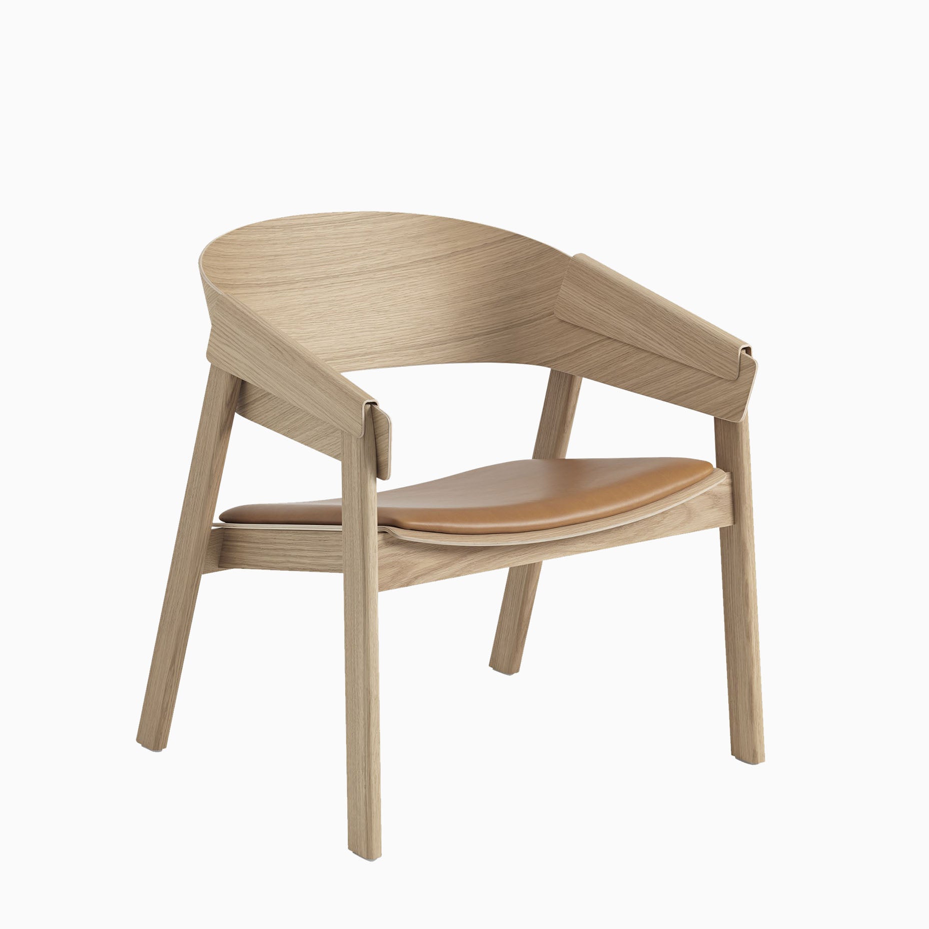 Muuto Cover Lounge Chair Oak Cognac Leather