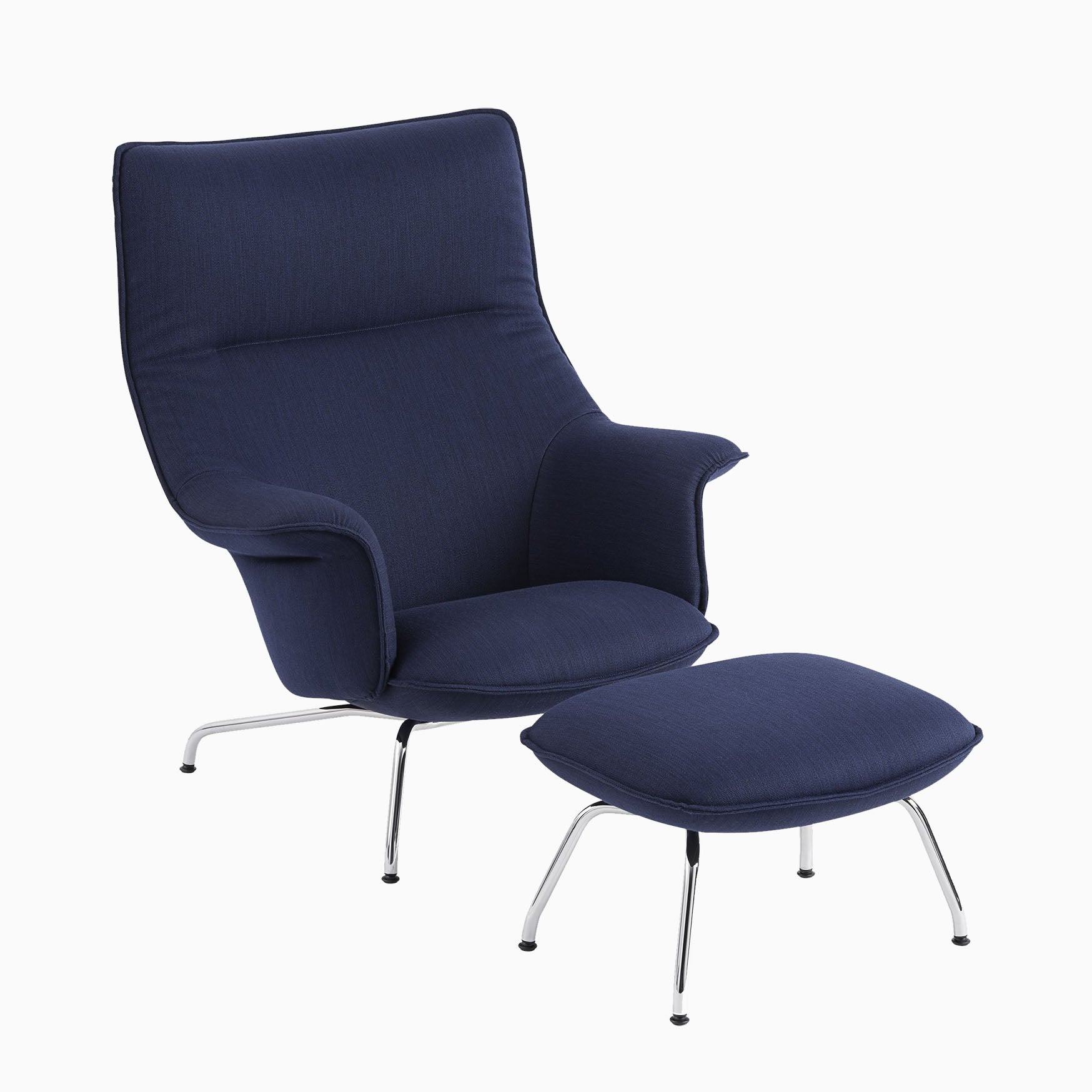 Muuto Doze Lounge Chair with Ottoman Balder 782 Chrome Base