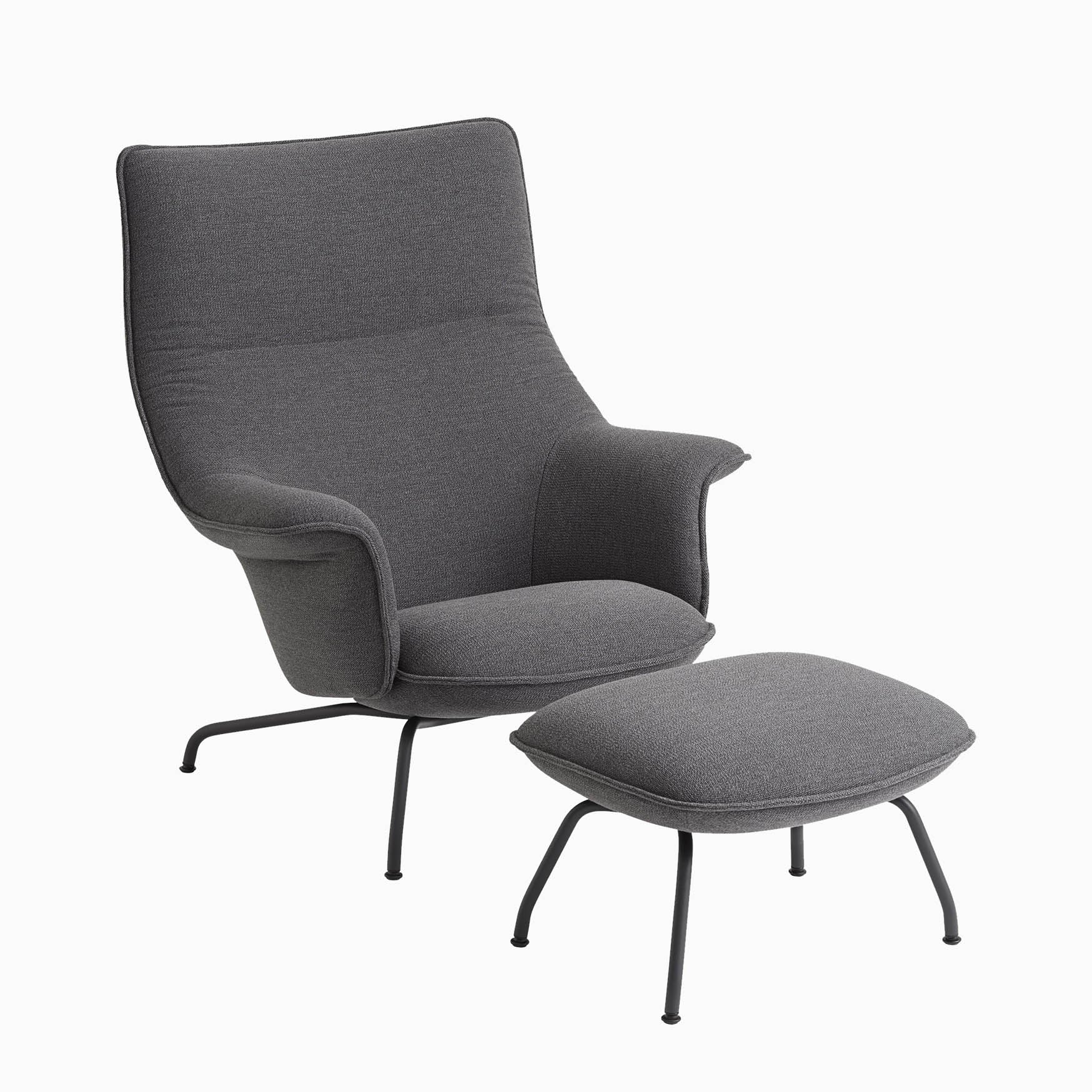 Muuto Doze Lounge Chair Ocean 80 Anthracite Black Base with Ottoman