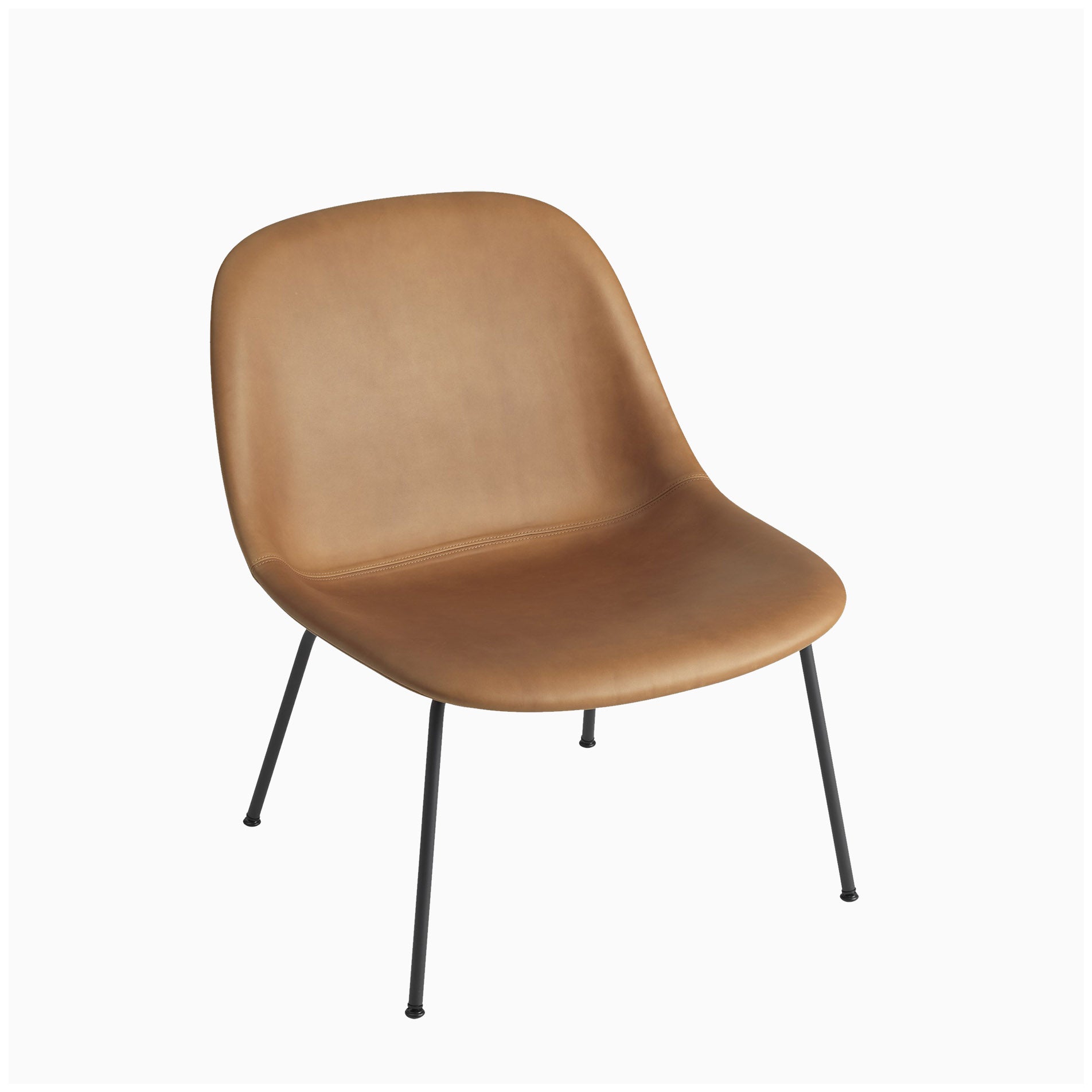 Muuto Fiber Lounge Tube Base Black Cognac Refine Leather