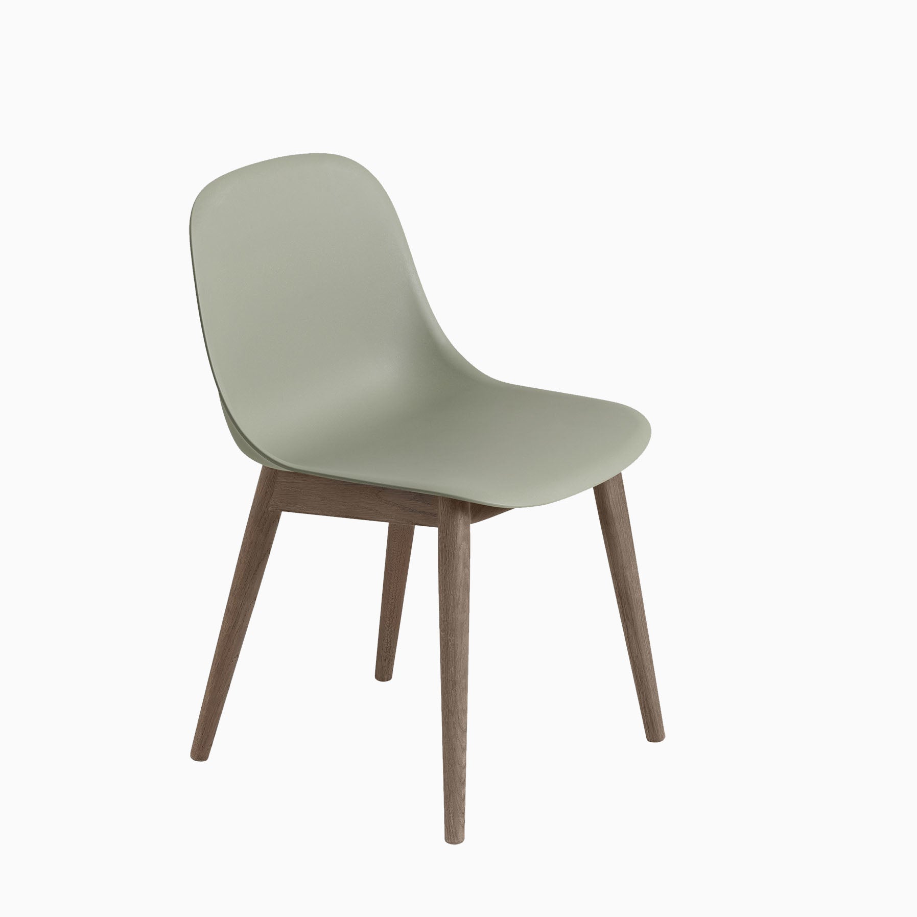 Muuto Fiber Side Chair Wood Base Dusty Green Stained Dark Brown