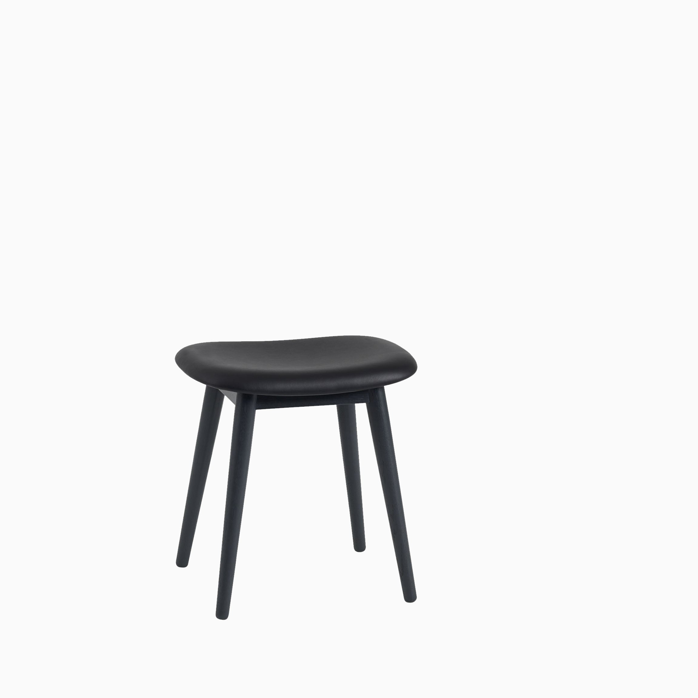 Muuto Fiber Stool Wood Base Black Refined Leather