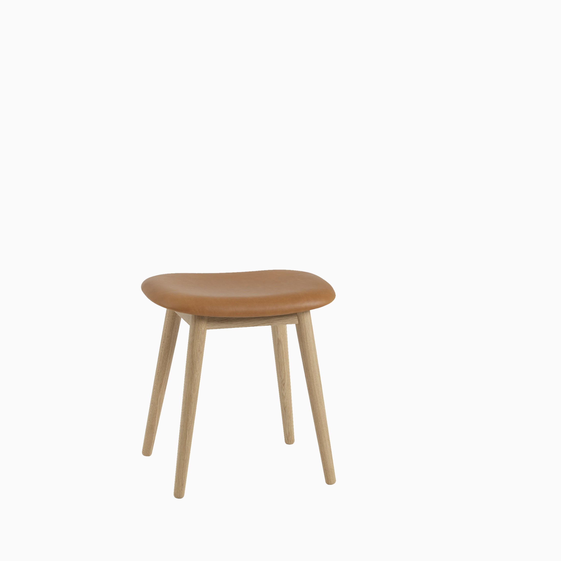 Muuto Fiber Stool Wood Base Cognac Leather