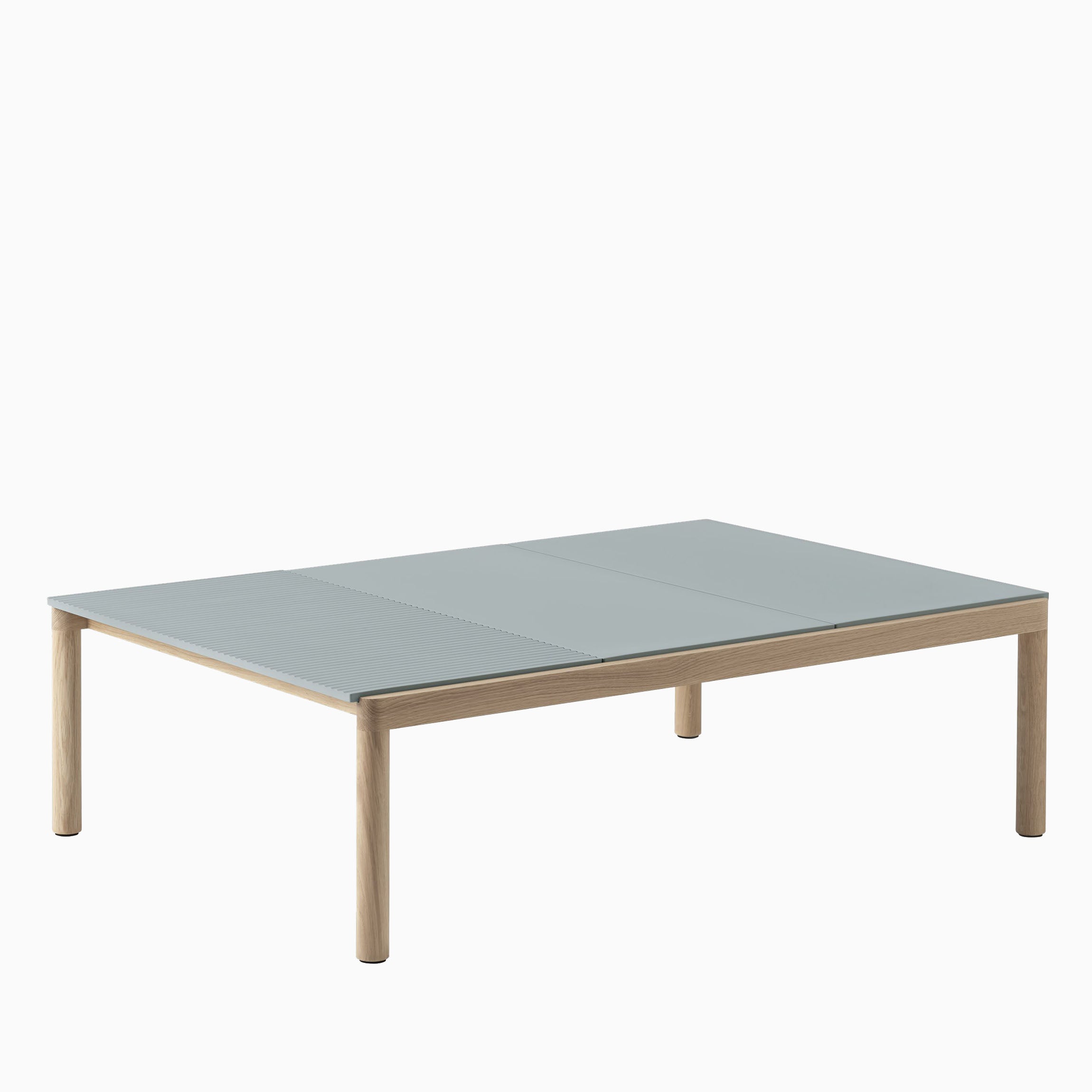 Muuto Couple Table 2 Plain 1 Wavy Pale Blue Oiled Oak