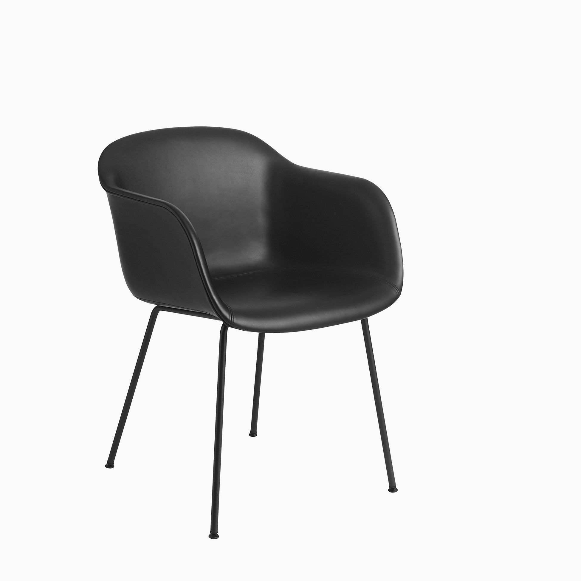Muuto Fiber Armchair Tube Base Black Leather Black