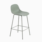 Muuto Fiber Bar Stool with Backrest Tube Base Dusty Green