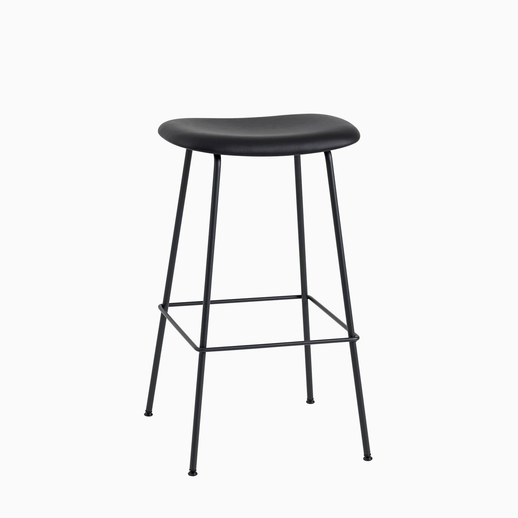 Muuto Fiber Bart Stool Tube Base Black Leather