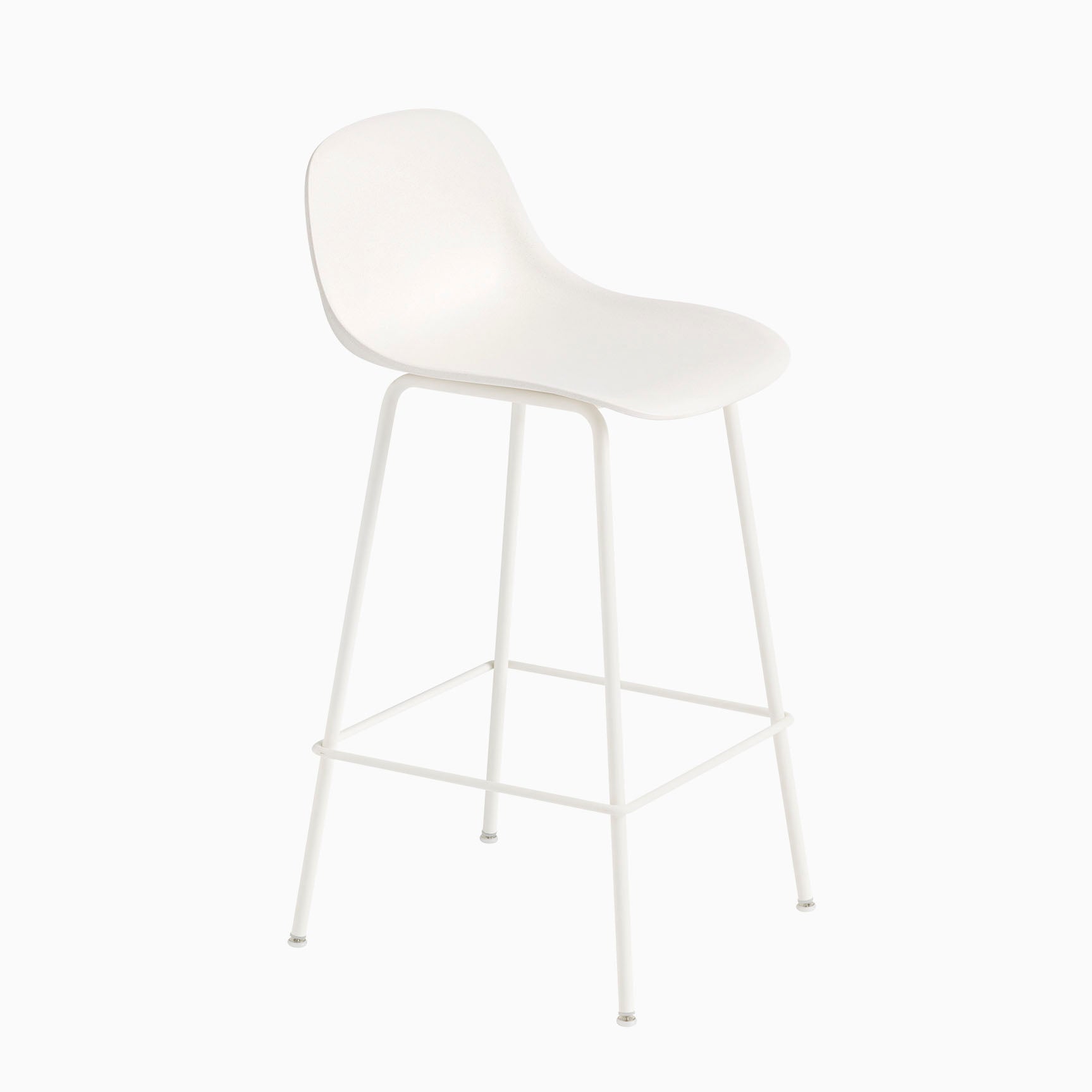 Muuto Fiber Bar Stool with Backrest Tube Base White