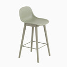 Muuto Fiber Barstool With Backrest Wood Base Dusty Green