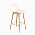 Muuto Fiber Barstool With Backrest Wood Base White