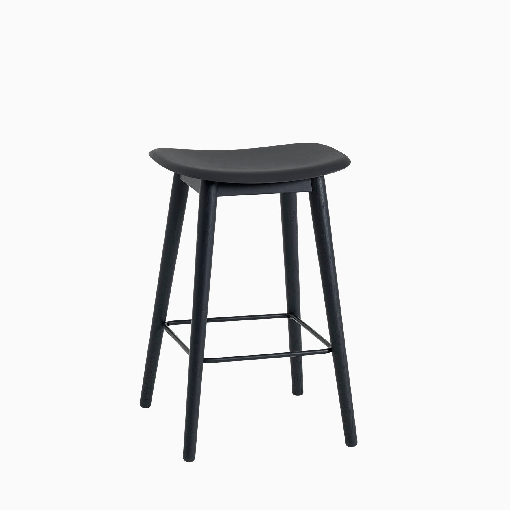 Muuto Fiber Bar Stool Wood Base Black
