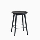 Muuto Fiber Bar Stool Wood Base Black Leather
