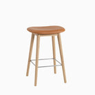 Muuto Fiber Bar Stool Wood Base Cognac Leather