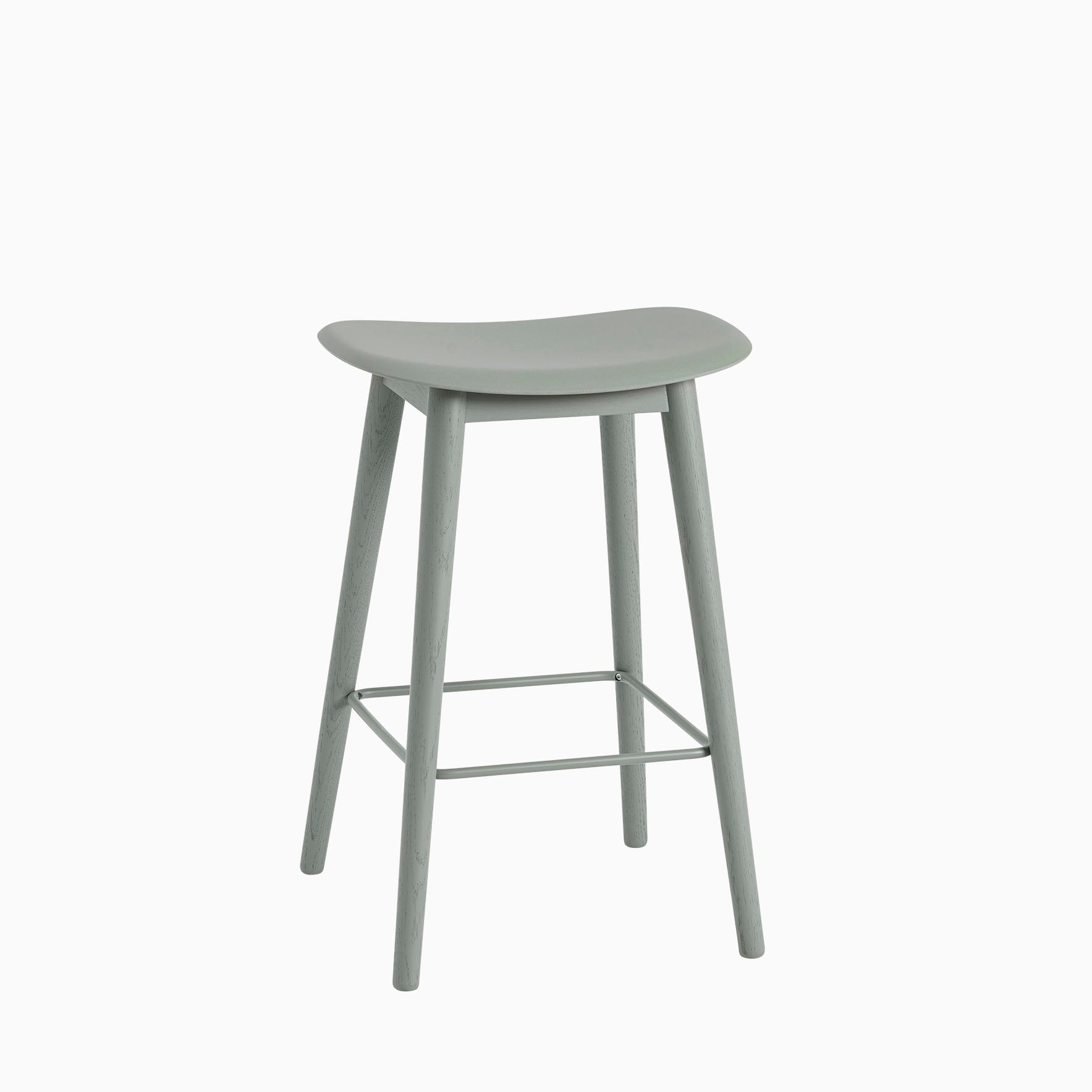 Muuto Fiber Bar Stool Wood Base Dusty Green
