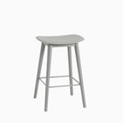 Muuto Fiber Bar Stool Wood Base Grey