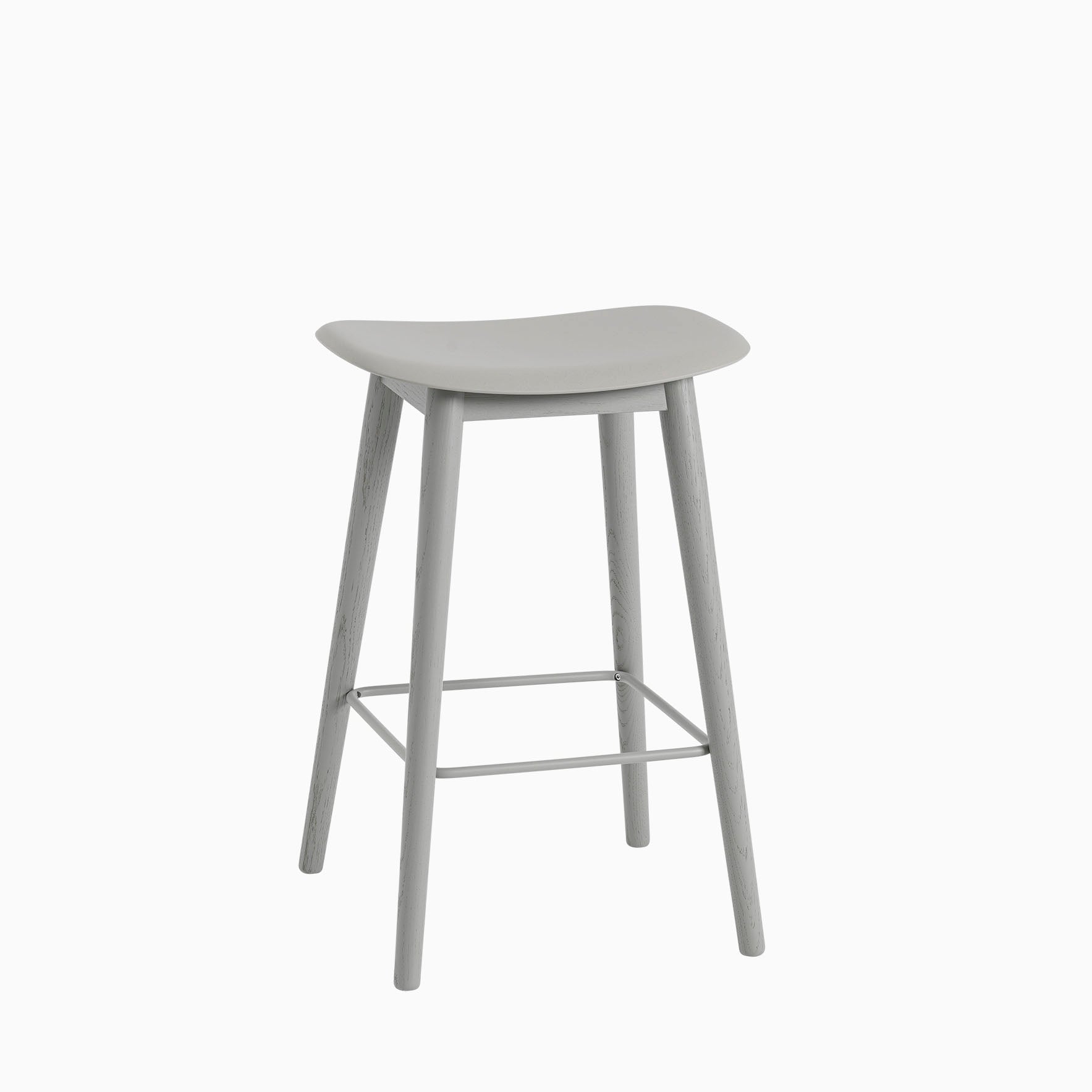 Muuto Fiber Bar Stool Wood Base Grey