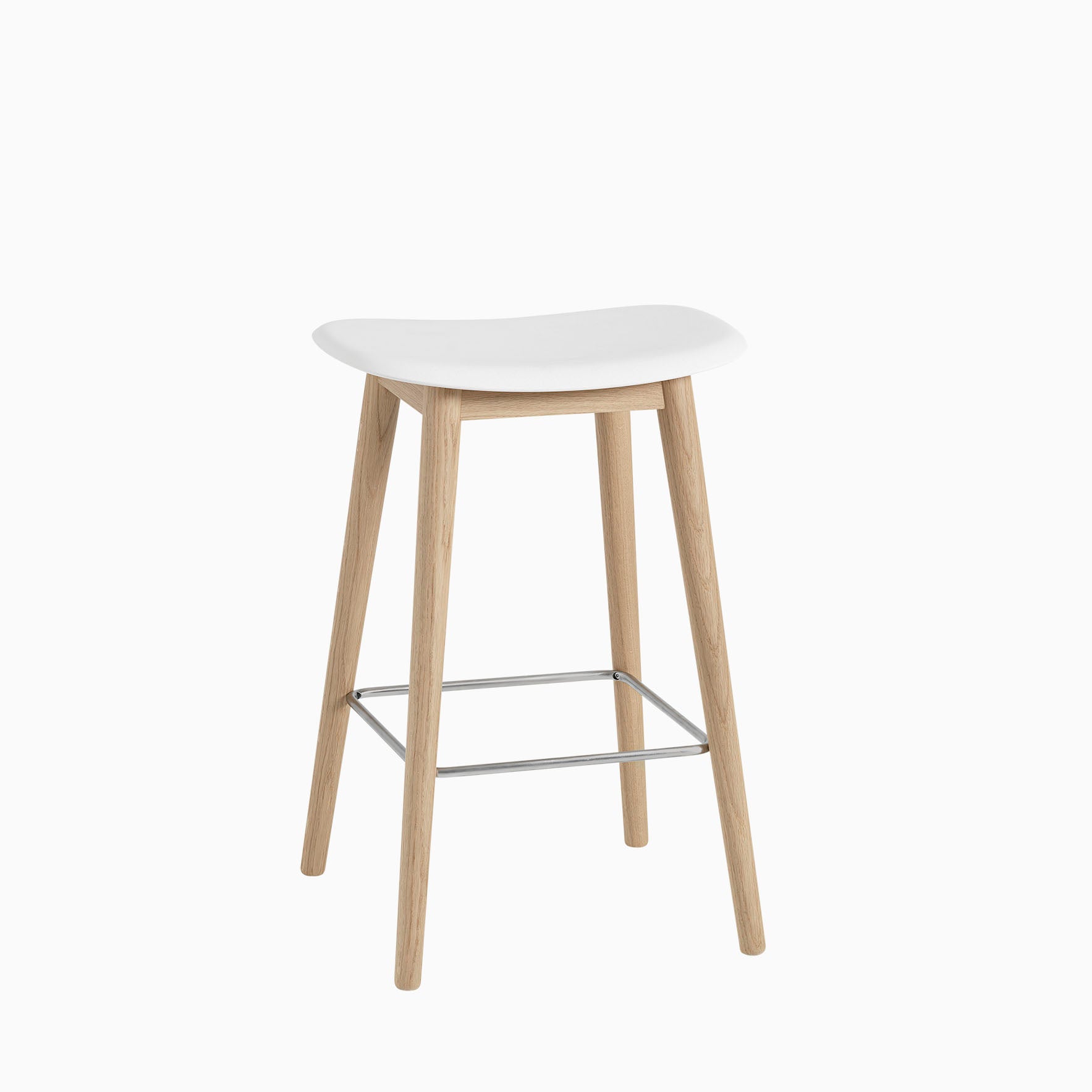 Muuto Fiber Bar Stool Wood Base White